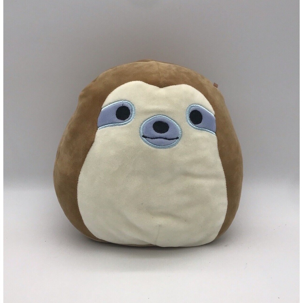Kellytoy Squishmallow Simon Sloth 8" Stuffed Soft Plush Brown Cream Blue Stuffed